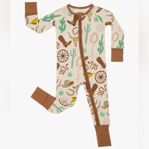Little Sleepies Western Cactus Cream and Brown Footie